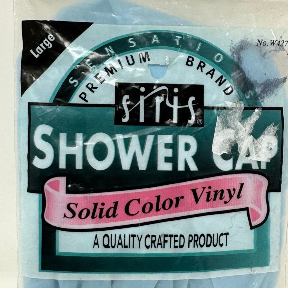 Siris Large Blue Vinyl Solid Color Shower Cap Quality Crafted Beauty Salon‎ Hair
